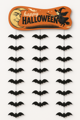 Vintage Halloween Witch & Bats Door Curtain - Indoor/Outdoor Decoration